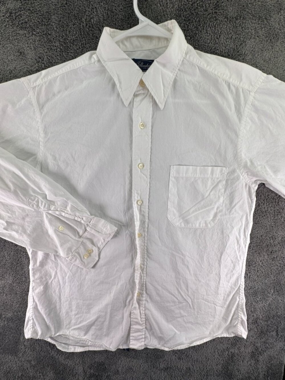 STENSTROMS Men’s Long Sleeve Button Up Shirt White Point Collar Cotton Size 41